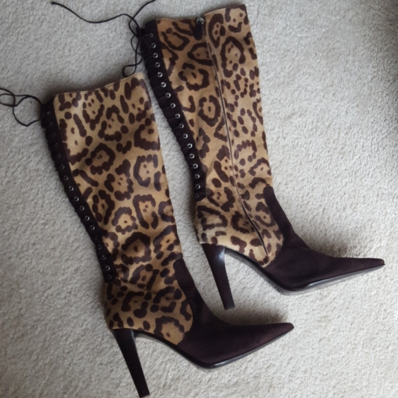 Valentino Garavani Leopard Print Pony Hair Boot - Picture 3 of 8